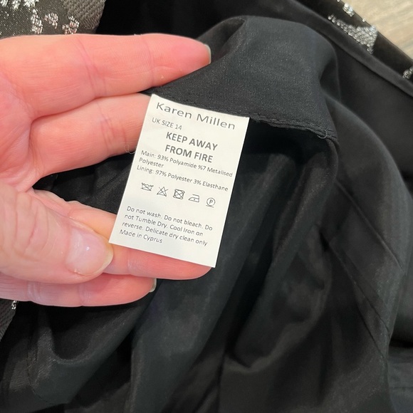 Karen Millen Italian Jacquard Deep Scoop Neck Dress Grey Metallic US 12 UK14 NWT - Picture 15 of 15